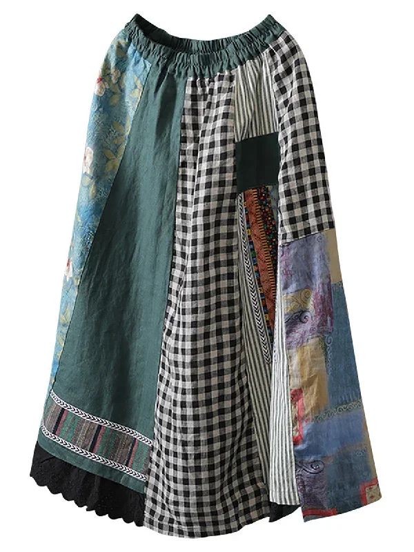 irregular-print-stitching-casual-linen-a-line-skirt