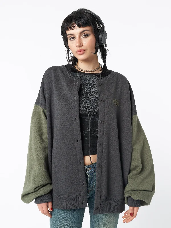 Ivy Black Green Oversized Bomber Jacket