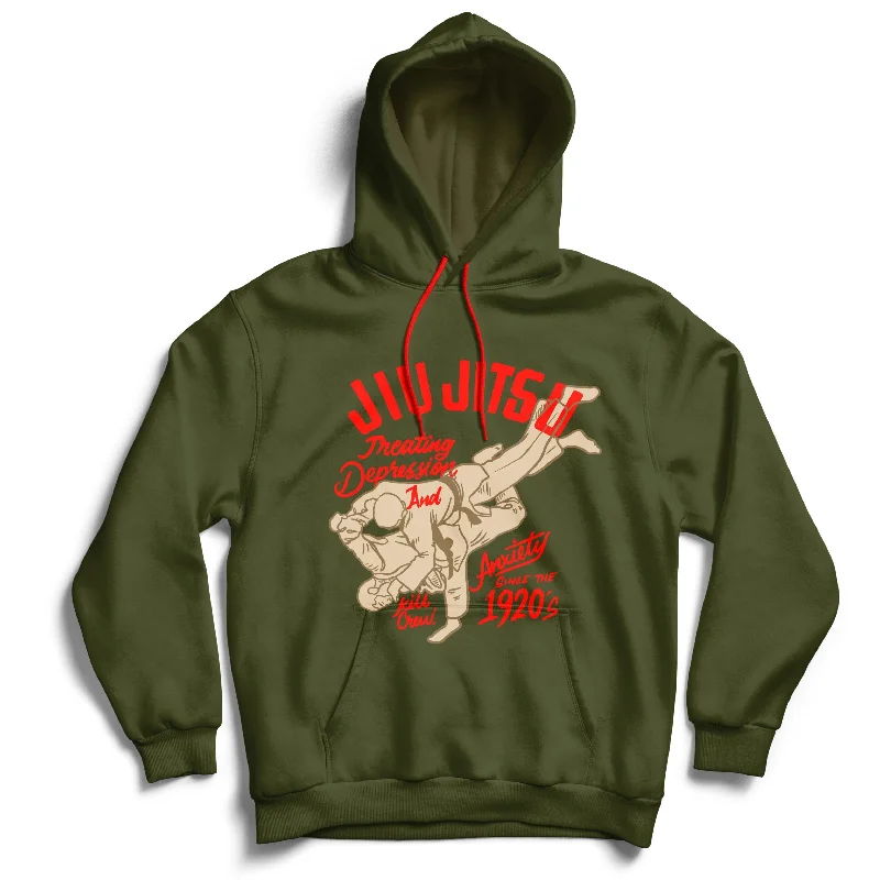 JIU JITSU DEPRESSION HOODIE - OLIVE