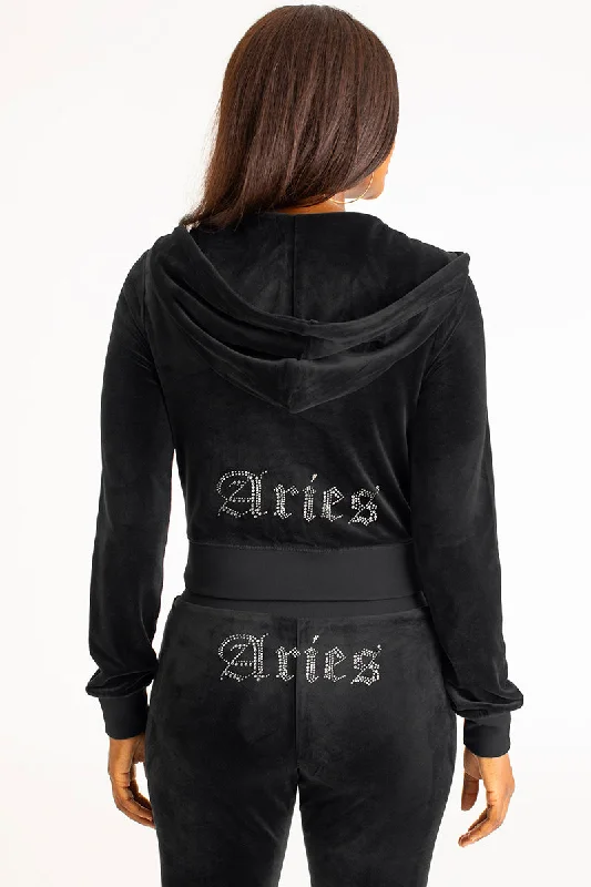 Aries Big Bling Velour Hoodie