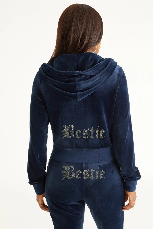 Bestie Big Bling Velour Hoodie