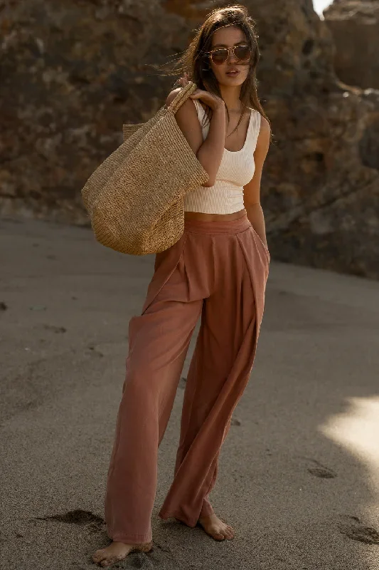 Katie Wide Leg Pants in Brick