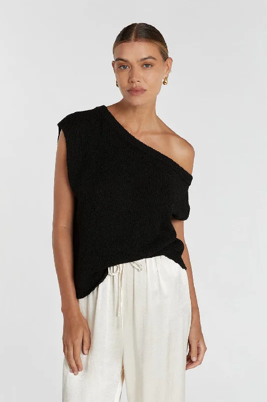 kerry-black-asym-knit-top