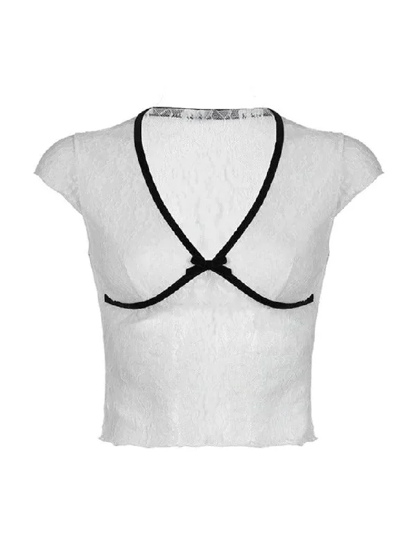 lace-bow-splice-v-neck-short-sleeve-tee