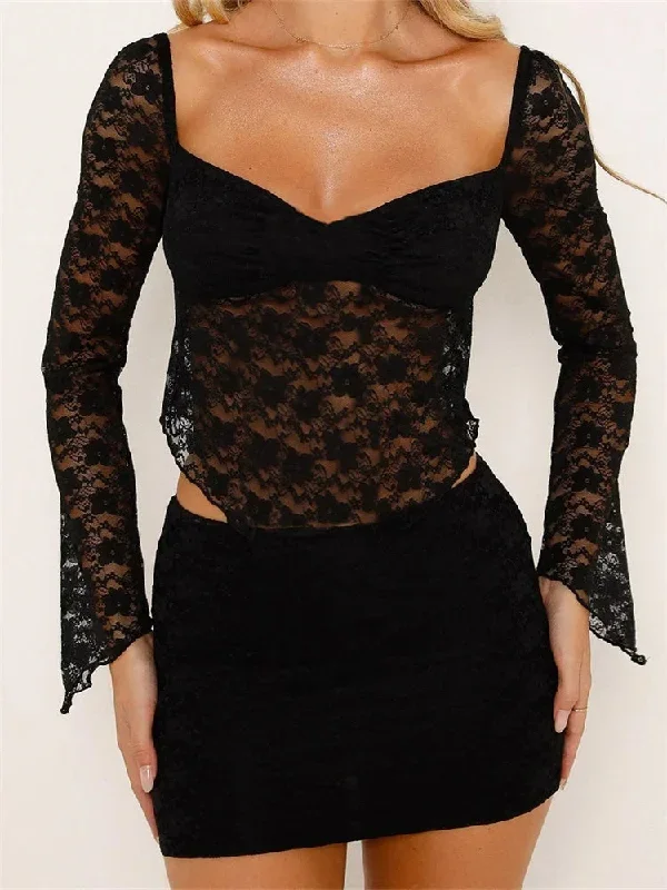 lace-see-through-long-sleeve-v-neck-black-spring-fall-slim-fit-streetwear-tee