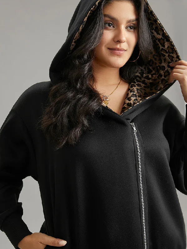 leopard-patchwork-zipper-hooded-jacket