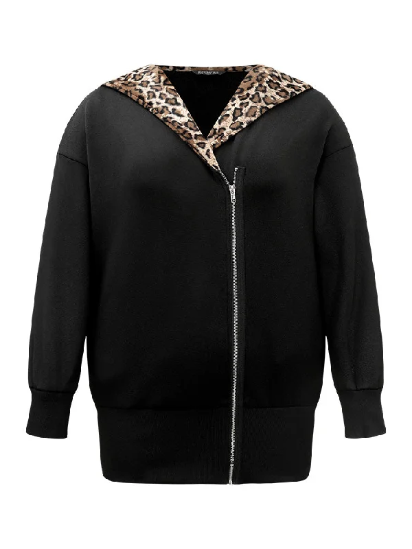 leopard-patchwork-zipper-hooded-jacket