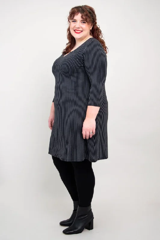 maggie-3-4-dress-black-grey-stripe