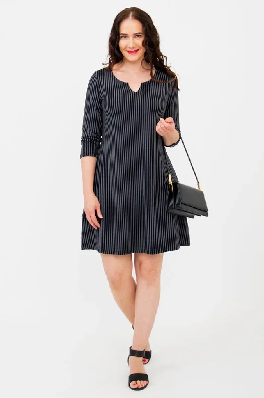 maggie-3-4-dress-black-grey-stripe