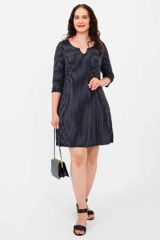 maggie-3-4-dress-black-grey-stripe