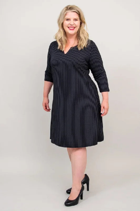 maggie-3-4-dress-black-grey-stripe