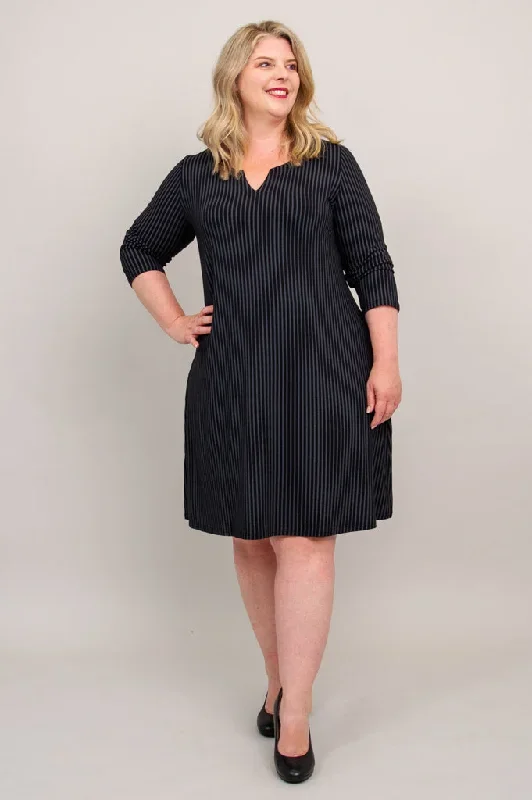 maggie-3-4-dress-black-grey-stripe