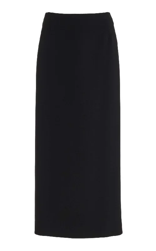 Manuela Skirt in Black Double-Face Wool Crepe