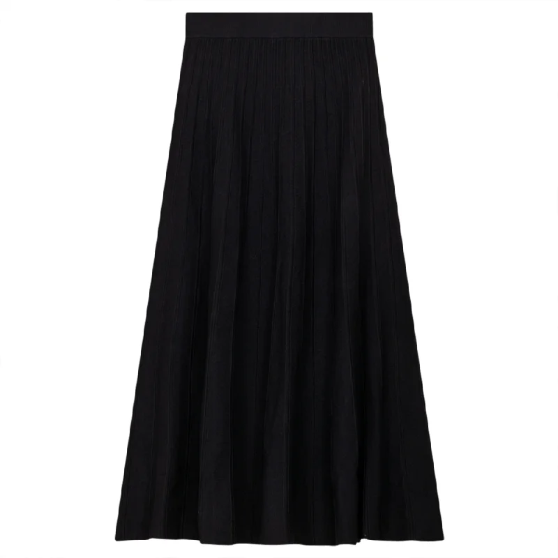 Midi Pleated Knit Skirt