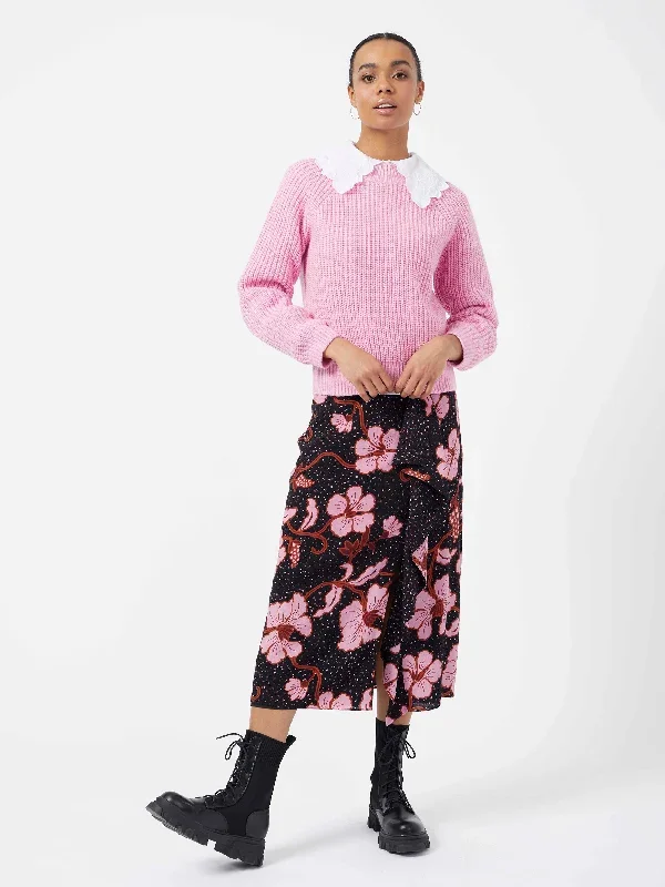 Midnight Floral Eco Ruffle Midi Skirt