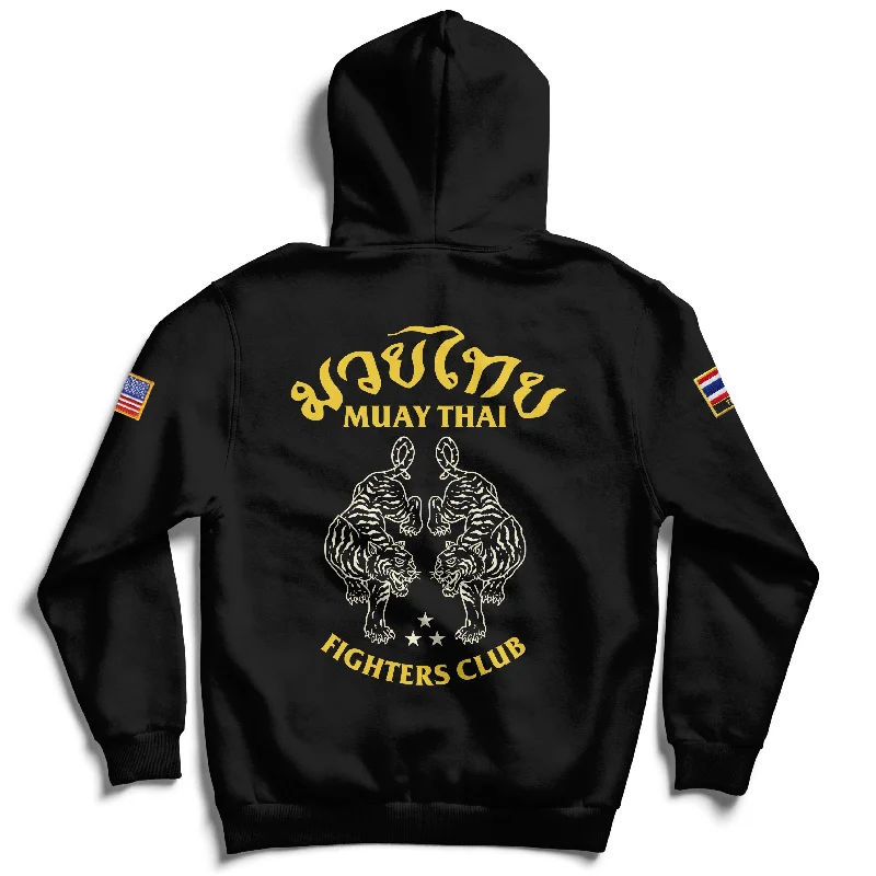 MUAY THAI TWIN TIGER HOODIE - BLACK v2