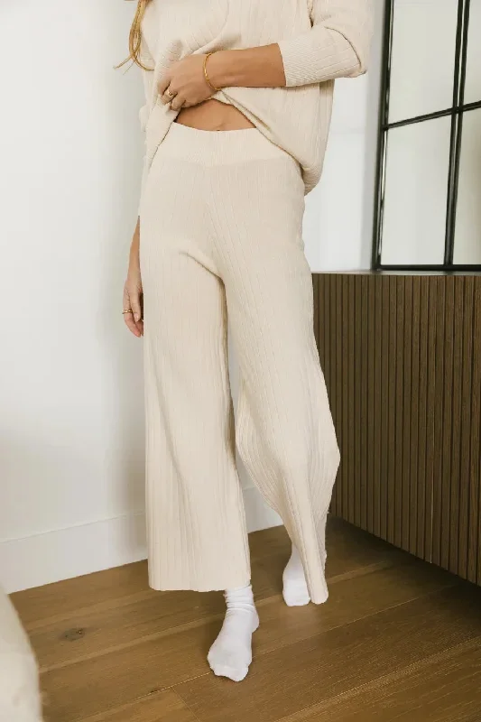 Myla Ribbed Pants in Oatmeal - FINAL SALE