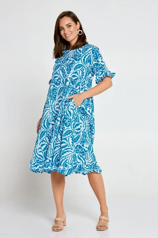 Nasira Cotton Dress - Tahiti Blue