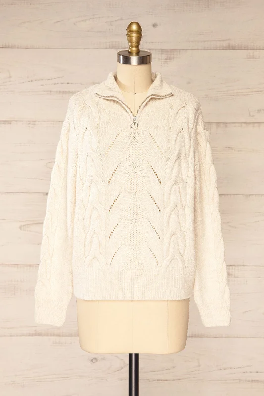 Nottingham Ivory | Quarter Zip Knit Sweater