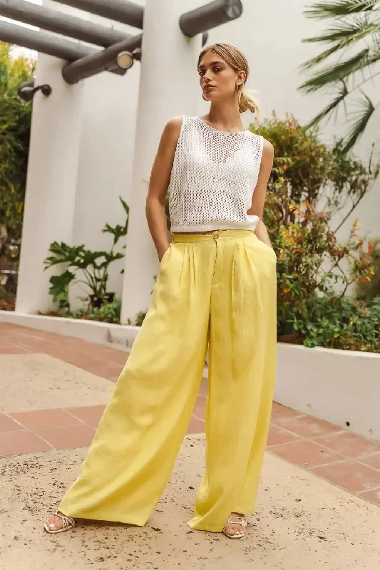 Nova Wide Leg Pants in Yellow - FINAL SALE