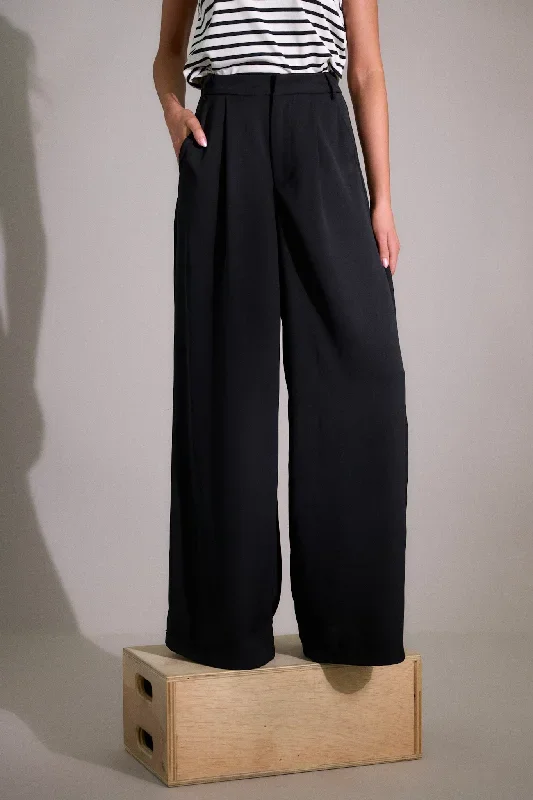 Office Chic Black Wide Leg Pants