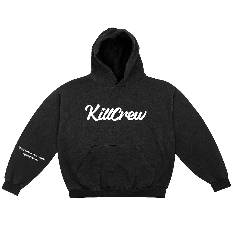 OVERSIZED LUX ""SCRIPT"" HOODIE - BLACK / WHITE