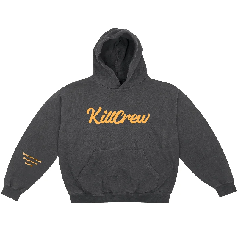 OVERSIZED LUX ""SCRIPT"" HOODIE - GREY / GOLD