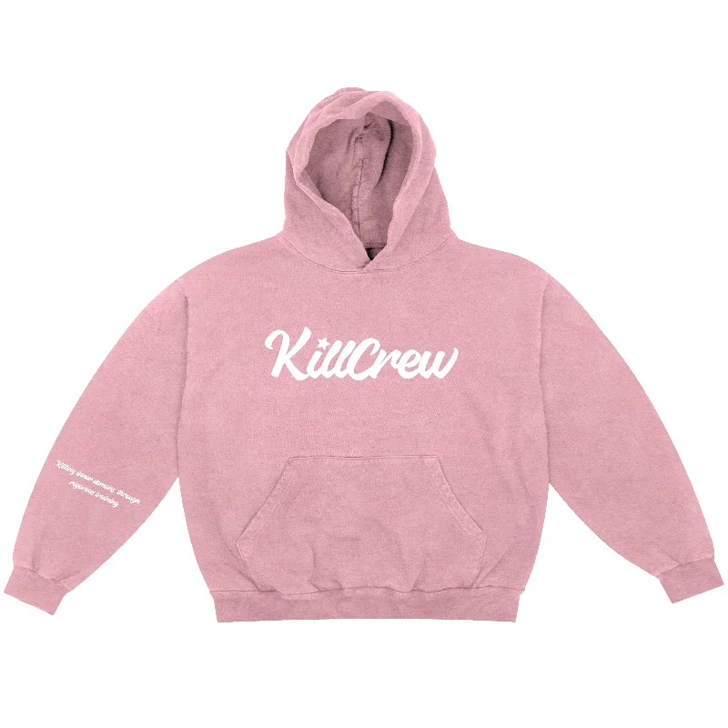 OVERSIZED LUX ""SCRIPT"" HOODIE - ROSÉ / WHITE