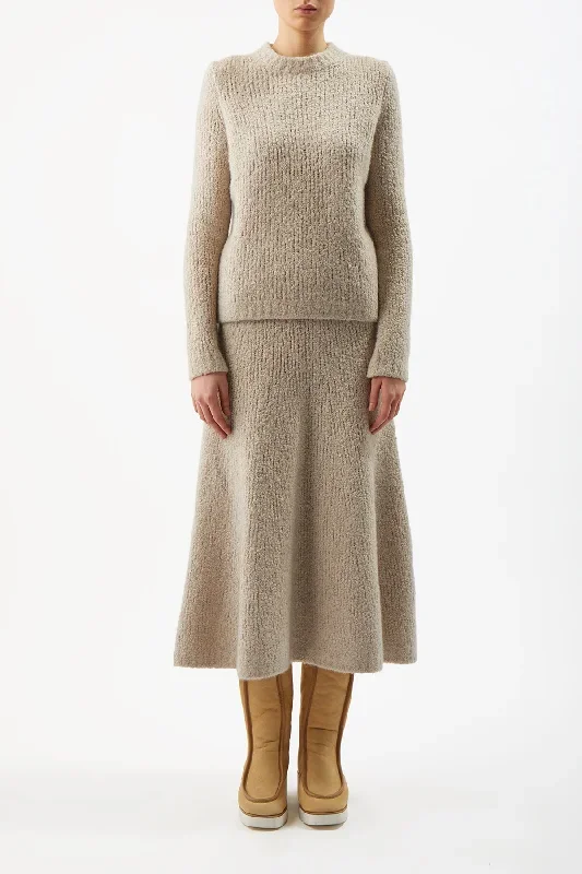 Pablo Knit Skirt in Oatmeal Cashmere Boucle