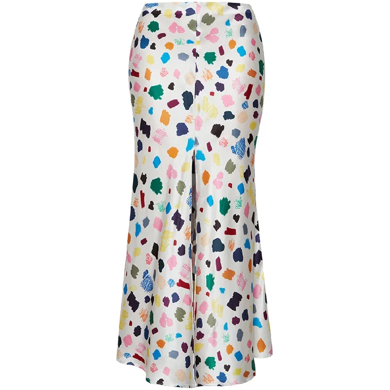 SLITTED MIDI-SKIRT "SOPHIA" WITH DOTTED PATTERN