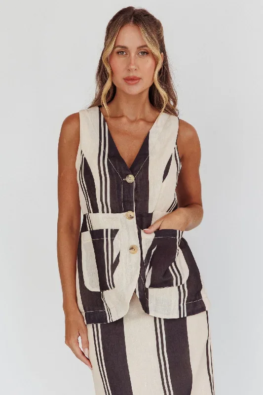 philomena-button-pocket-vest-top-stripe-black