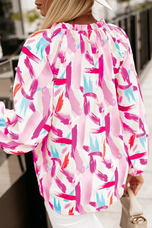 pink-abstract-brush-print-loose-fit-blouse