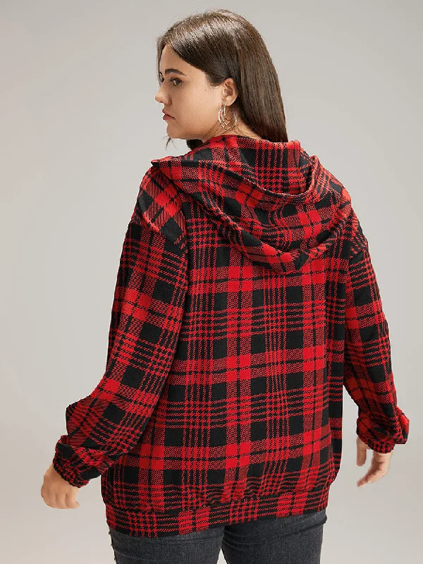 plaid-zipper-hooded-jacket