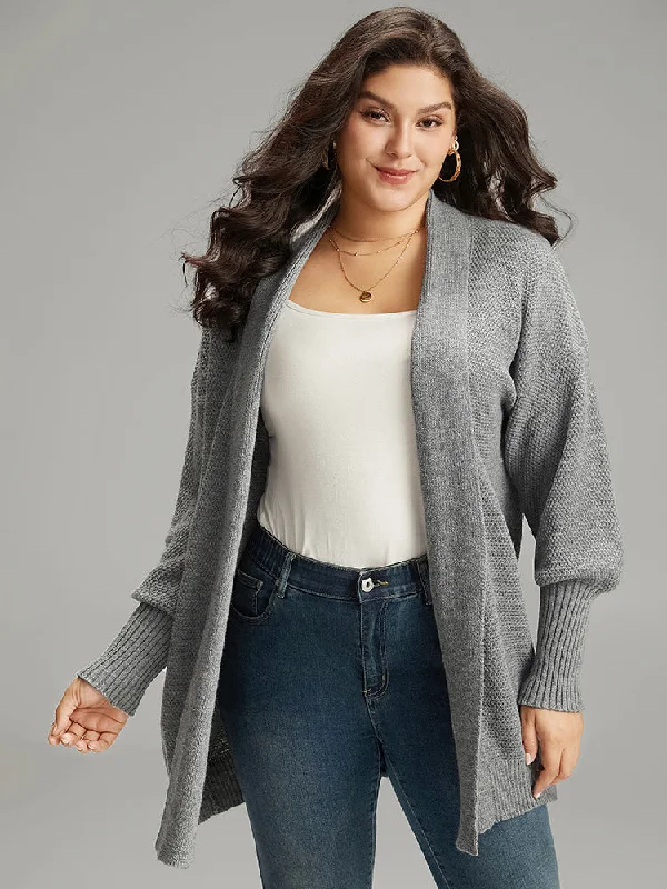 plain-open-front-elastic-cuffs-cardigan