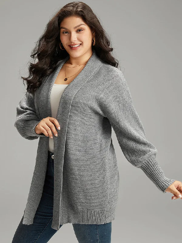 plain-open-front-elastic-cuffs-cardigan