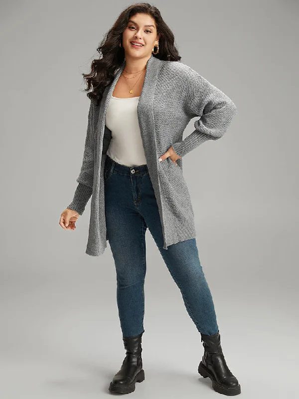 plain-open-front-elastic-cuffs-cardigan