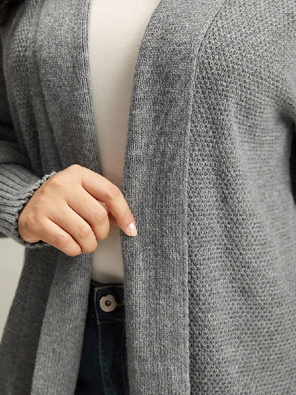 plain-open-front-elastic-cuffs-cardigan