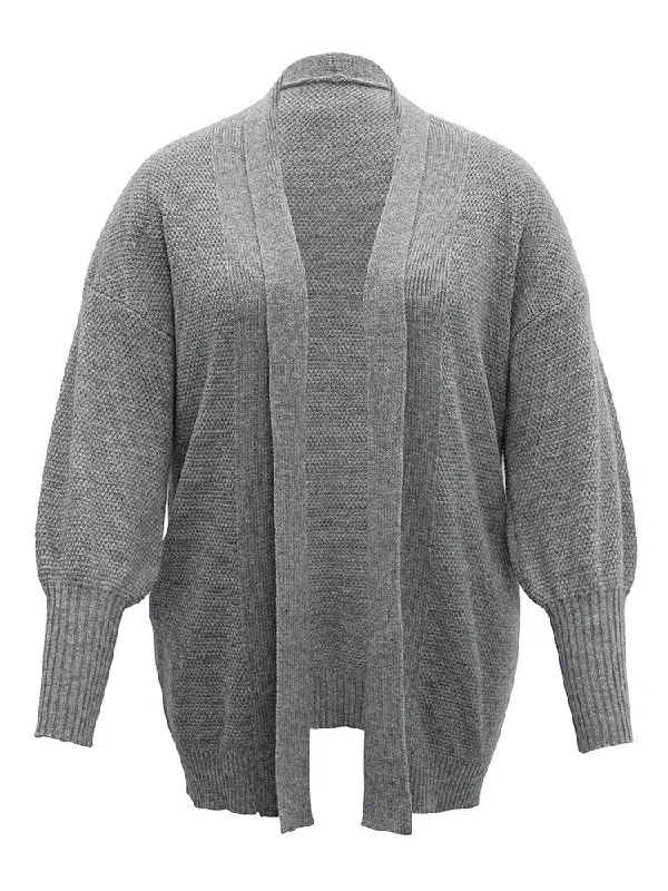 plain-open-front-elastic-cuffs-cardigan