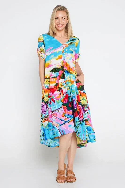 Printed Peak Dress - Sorrento