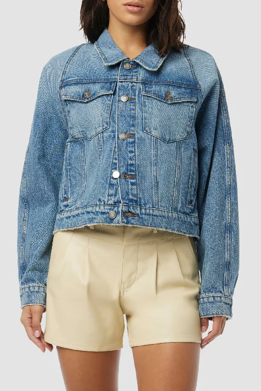 Raglan Sleeve Cropped Denim Jacket