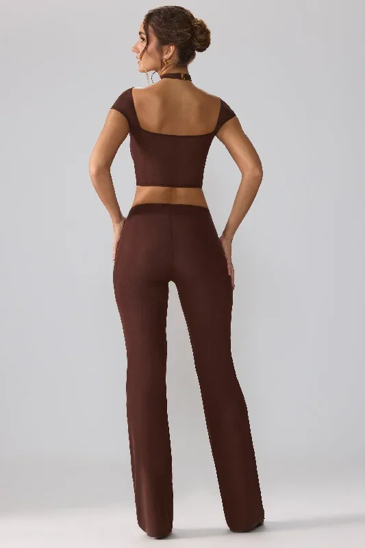 ridley-mid-rise-twist-overlay-flare-trousers-espresso