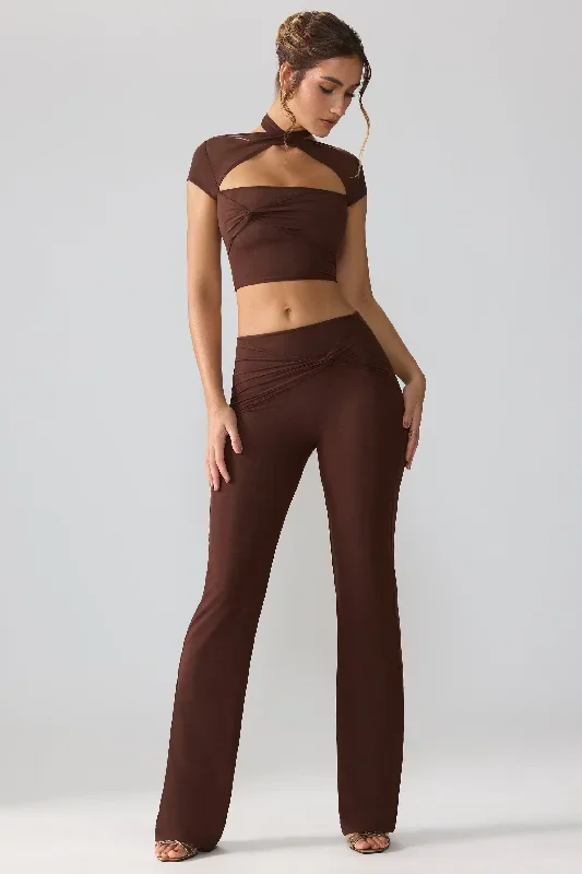 ridley-mid-rise-twist-overlay-flare-trousers-espresso