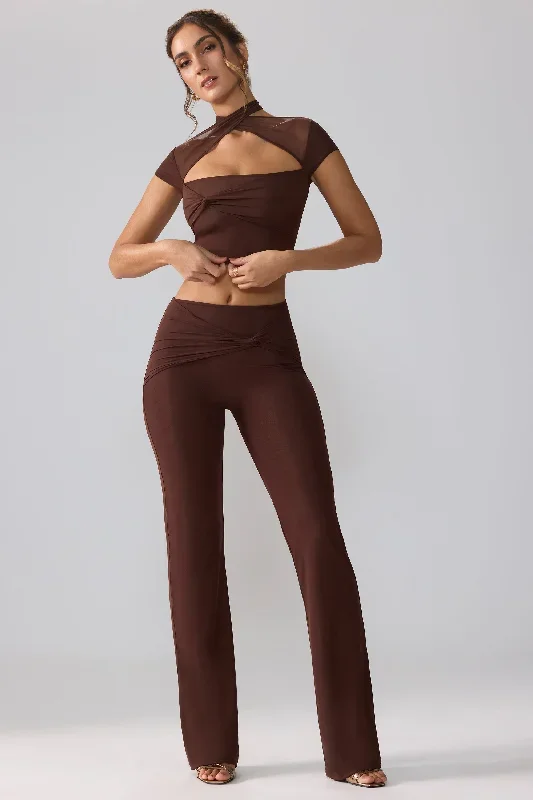 ridley-mid-rise-twist-overlay-flare-trousers-espresso