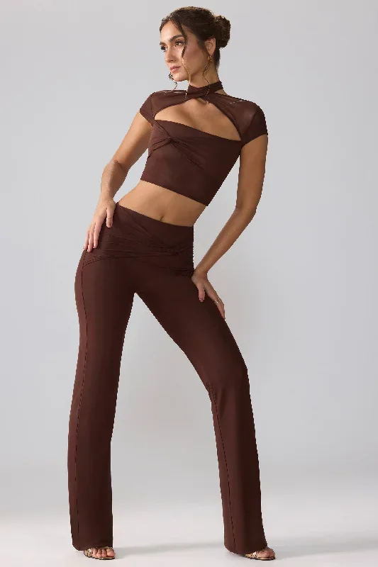 ridley-mid-rise-twist-overlay-flare-trousers-espresso