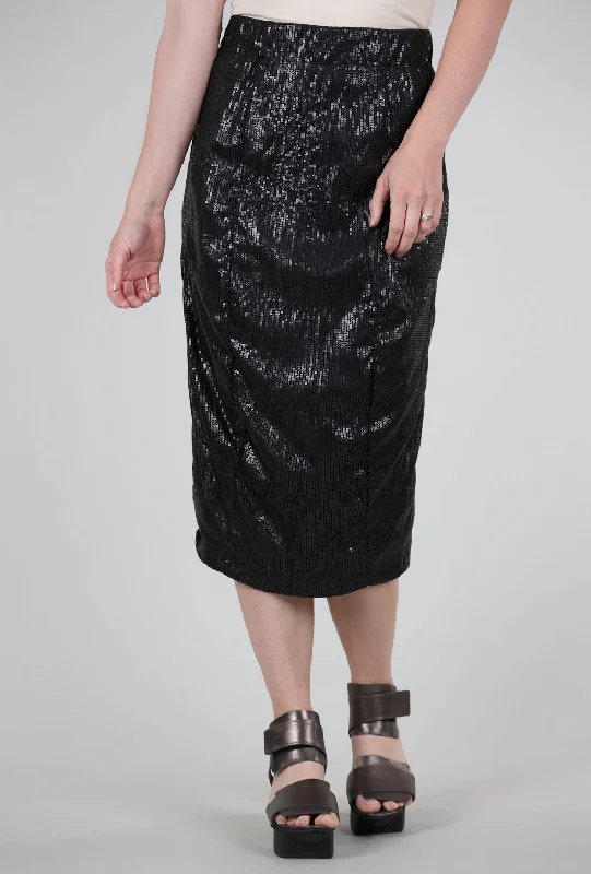 Sequin Slim Skirt, Black