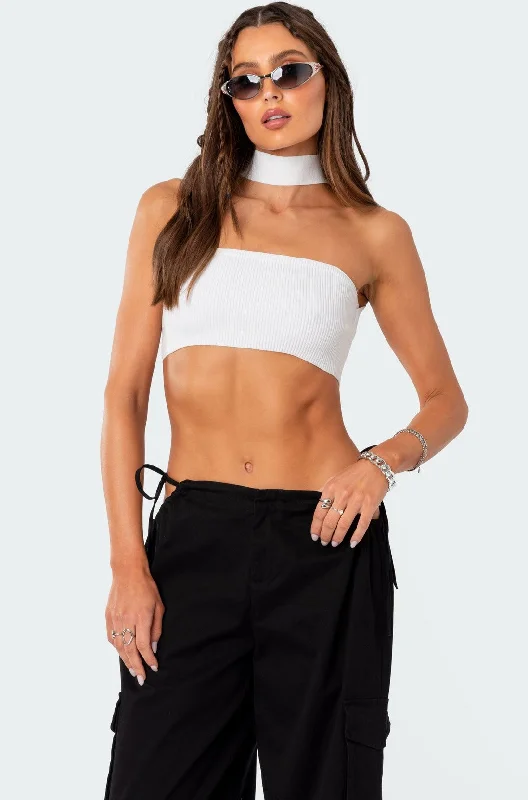 Westy Ribbed Choker Bandeau Top