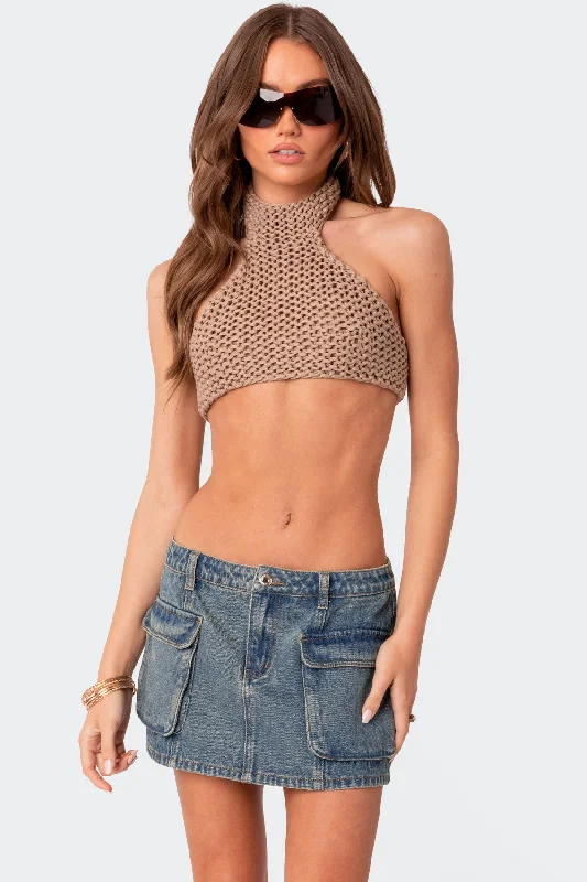 On Knit Open Back Crop Top