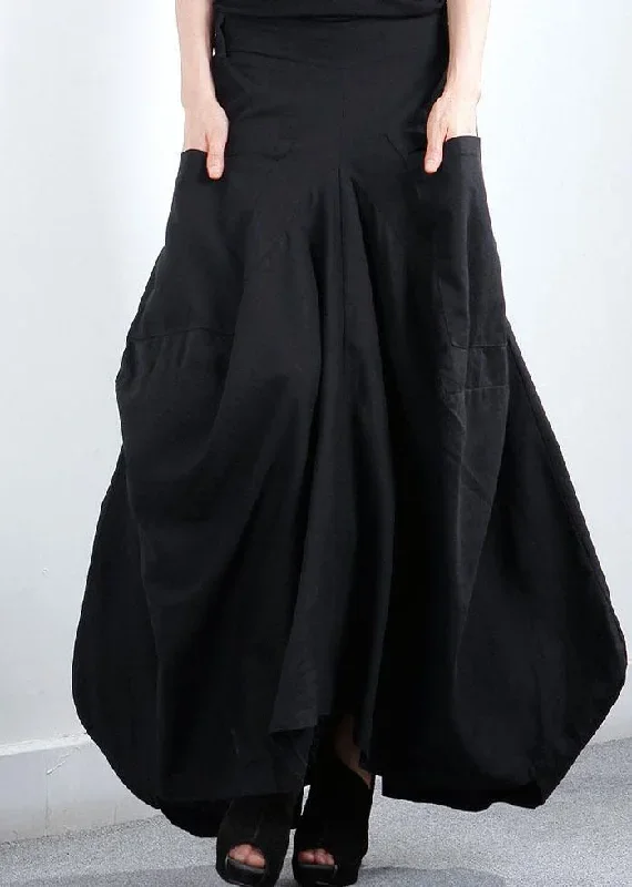 simple-black-pockets-patchwork-asymmetrical-design-winter-skirt