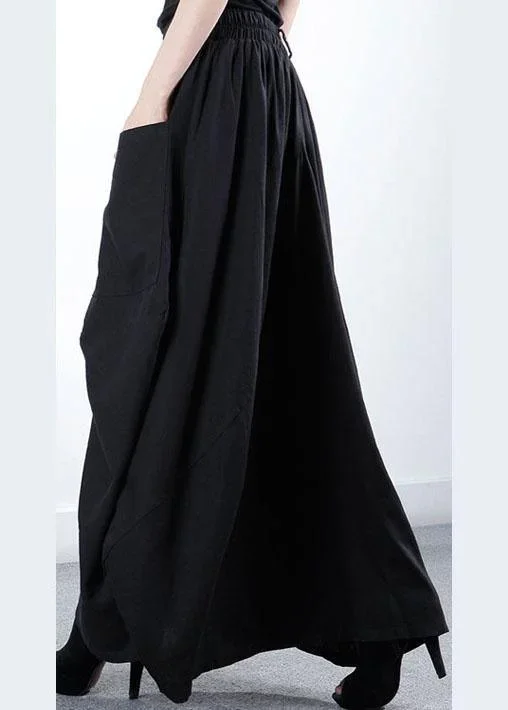 simple-black-pockets-patchwork-asymmetrical-design-winter-skirt