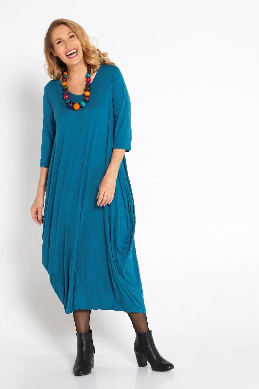 Sleeved Zoe Dress - Teal